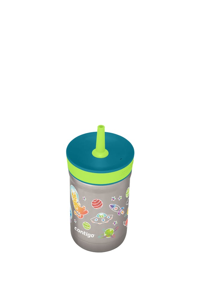 Contigo® Kids Leighton Spill-Proof Stainless Steel Tumbler with Straw, 12oz. - Cool Lime Space Craft