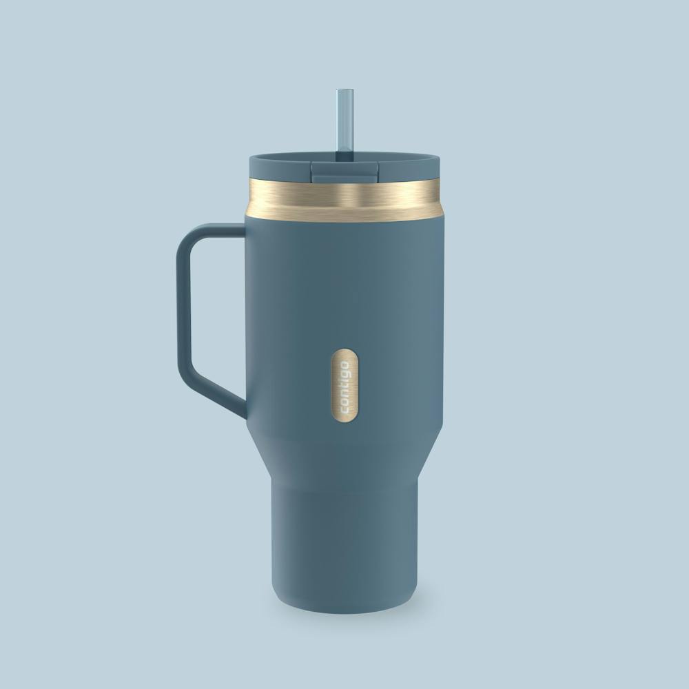 30 oz SnapSeal™ Tumbler (w/ Straw & Handle) - Denim Champagne