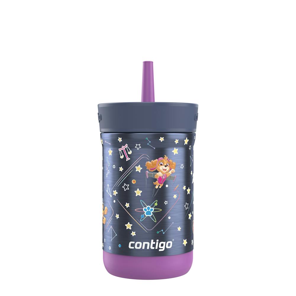 Contigo® Kids Leighton Spill-Proof Stainless Steel Tumbler with Straw, 12oz. P5 Deep Purple Space Zodiac