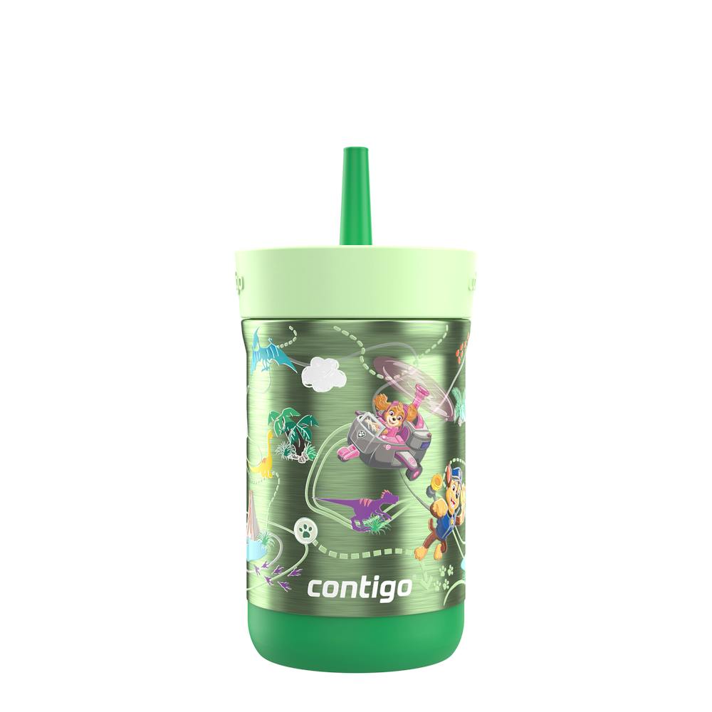 Contigo® Kids Leighton Spill-Proof Stainless Steel Tumbler with Straw, 12oz. P5 Dark Green Dino Treks