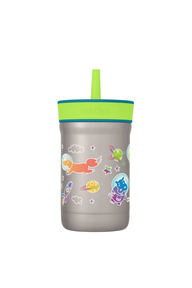 Contigo® Kids Leighton Spill-Proof Stainless Steel Tumbler with Straw, 12oz. - Cool Lime Space Craft