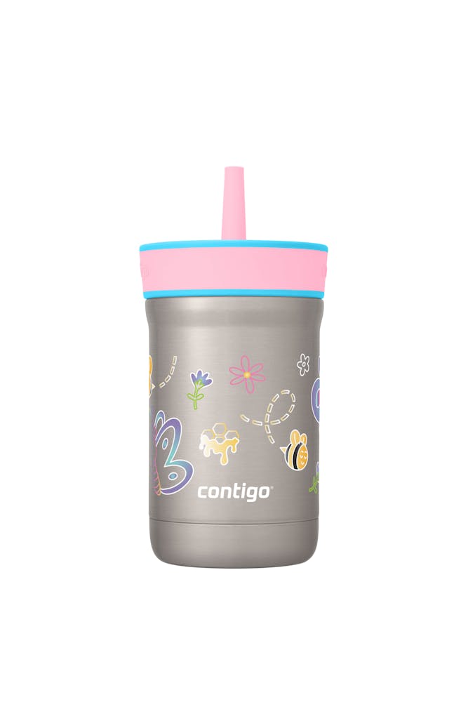 Contigo® Kids Leighton Spill-Proof Stainless Steel Tumbler with Straw, 12oz. P5 Blue Raspberry Butterflies