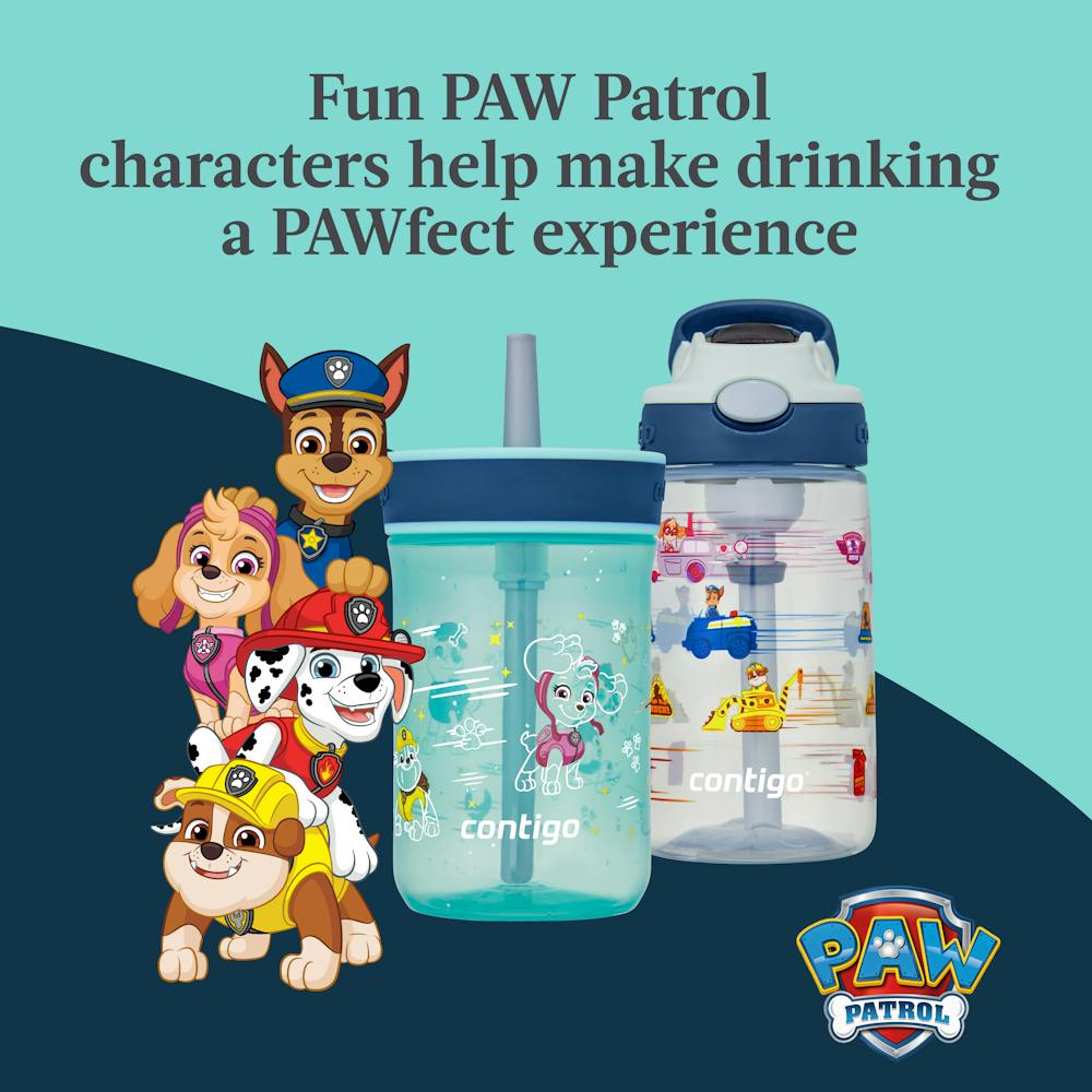 Contigo® Kids Water Bottle with Redesigned AUTOSPOUT® Straw, 14 oz, 2 pack N7 - Macaroon PAW Patrol & Periwinkle PAW Patrol